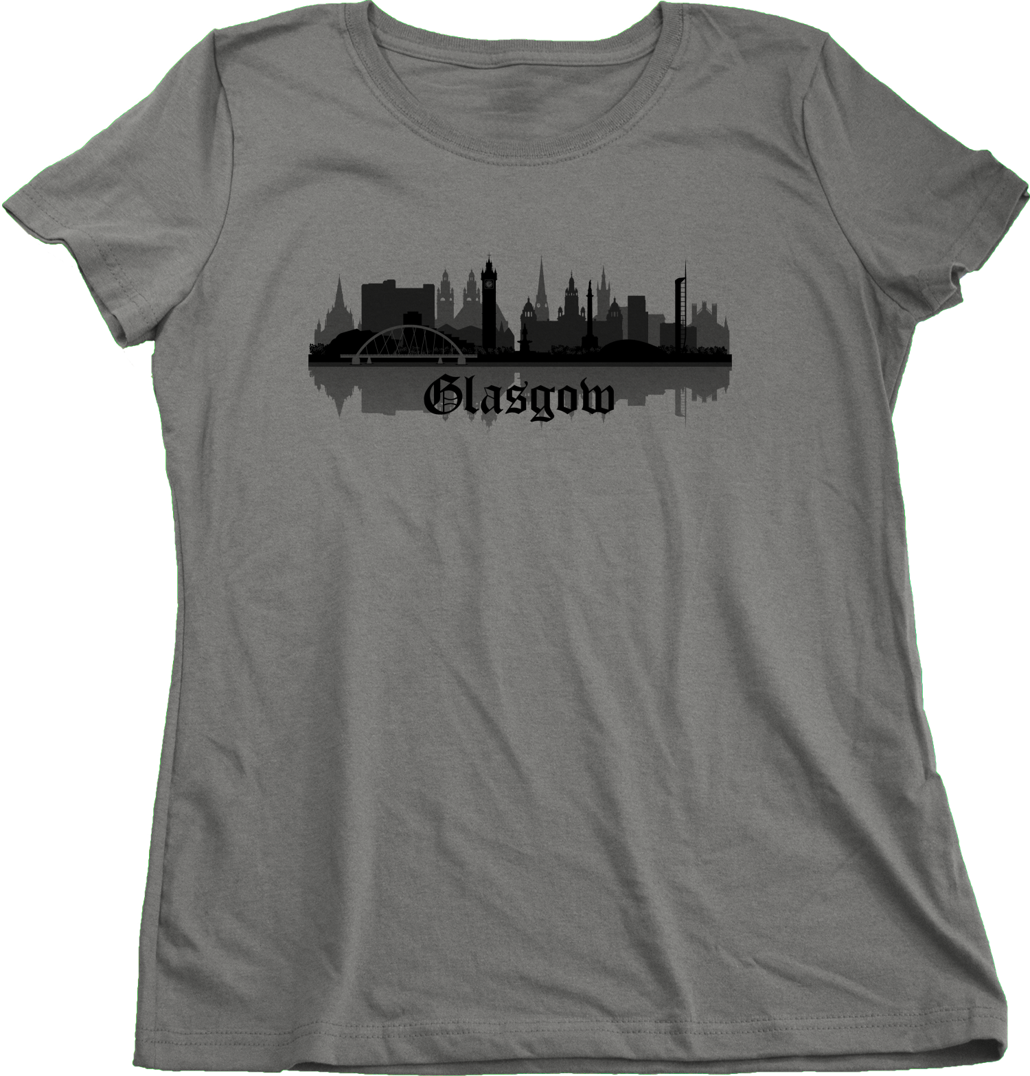 Ladies Grey Skyline Of Glasgow, UK - Scottish Pride Love Glasgow City F.C. T-shirt