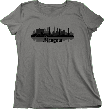 Ladies Grey Skyline Of Glasgow, UK - Scottish Pride Love Glasgow City F.C. T-shirt