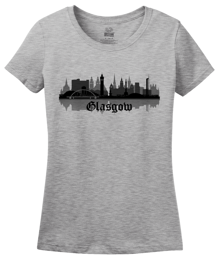 Ladies Grey Skyline Of Glasgow, UK - Scottish Pride Love Glasgow City F.C. T-shirt