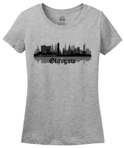 Ladies Grey Skyline Of Glasgow, UK - Scottish Pride Love Glasgow City F.C. T-shirt