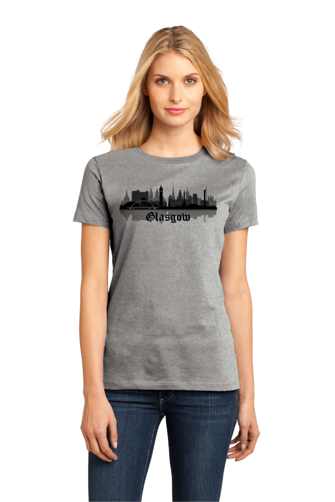 Ladies Grey Skyline Of Glasgow, UK - Scottish Pride Love Glasgow City F.C. T-shirt