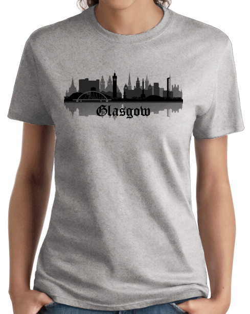 Ladies Grey Skyline Of Glasgow, UK - Scottish Pride Love Glasgow City F.C. T-shirt