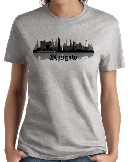 Ladies Grey Skyline Of Glasgow, UK - Scottish Pride Love Glasgow City F.C. T-shirt