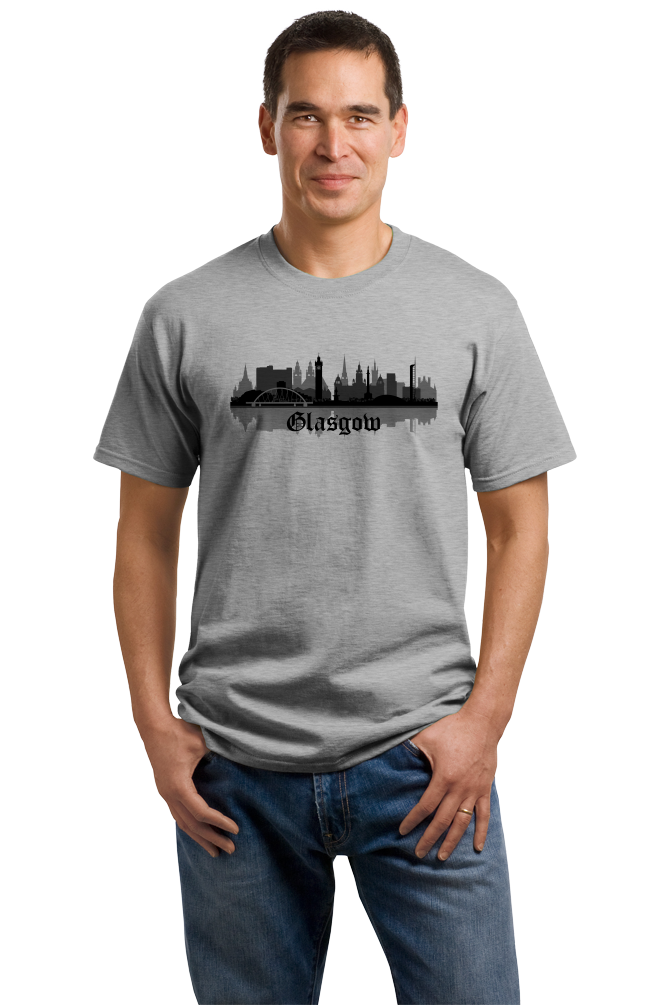 Unisex Grey Skyline Of Glasgow, UK - Scottish Pride Love Glasgow City F.C. T-shirt