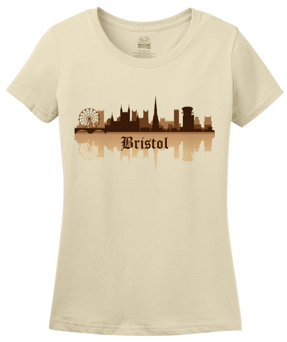 Ladies Natural Bristol, England City Skyline - British Pride English Hometown T-shirt