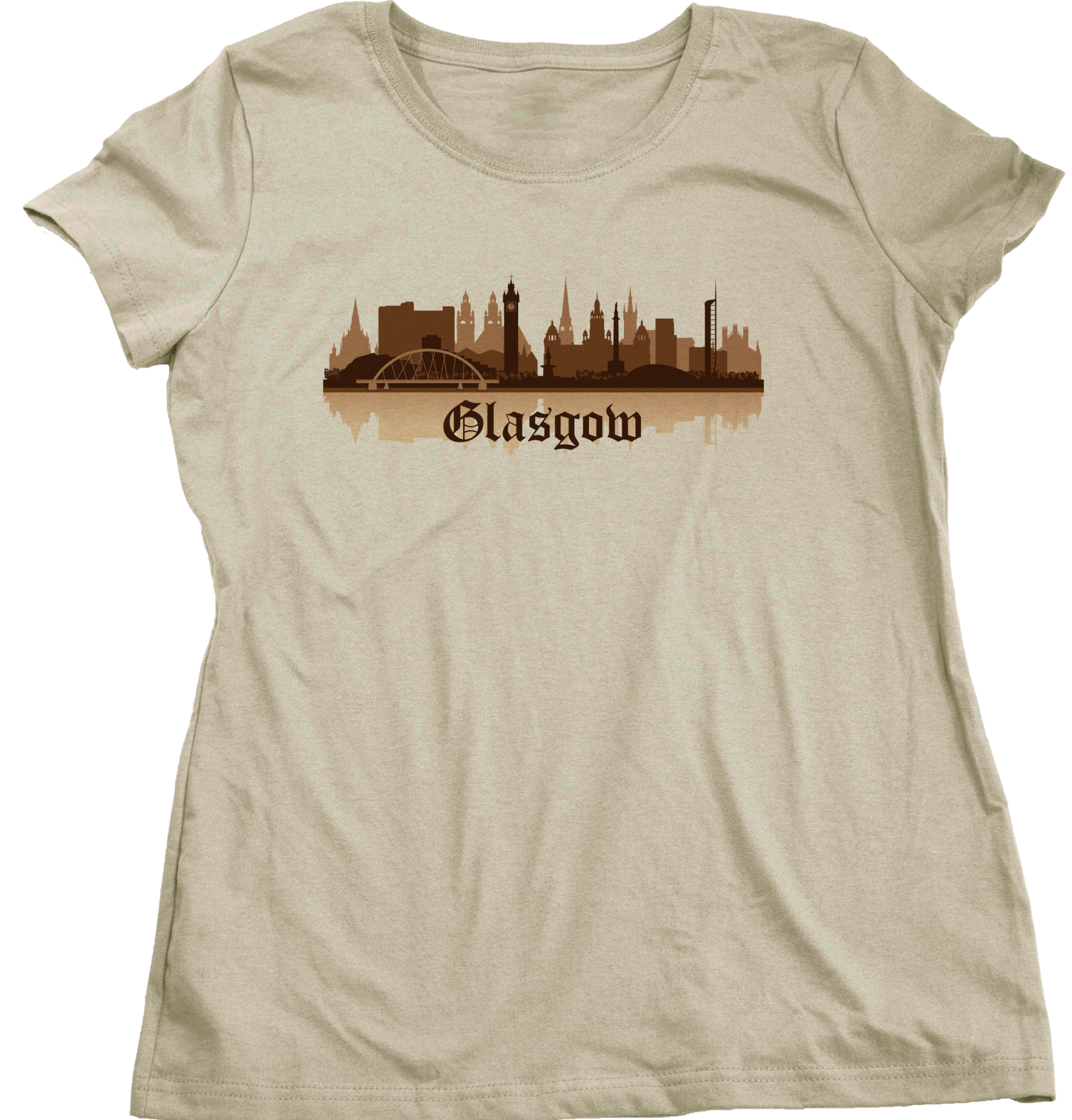 Ladies Natural Skyline Of Glasgow, UK - Scottish Pride Love Glasgow City F.C. T-shirt