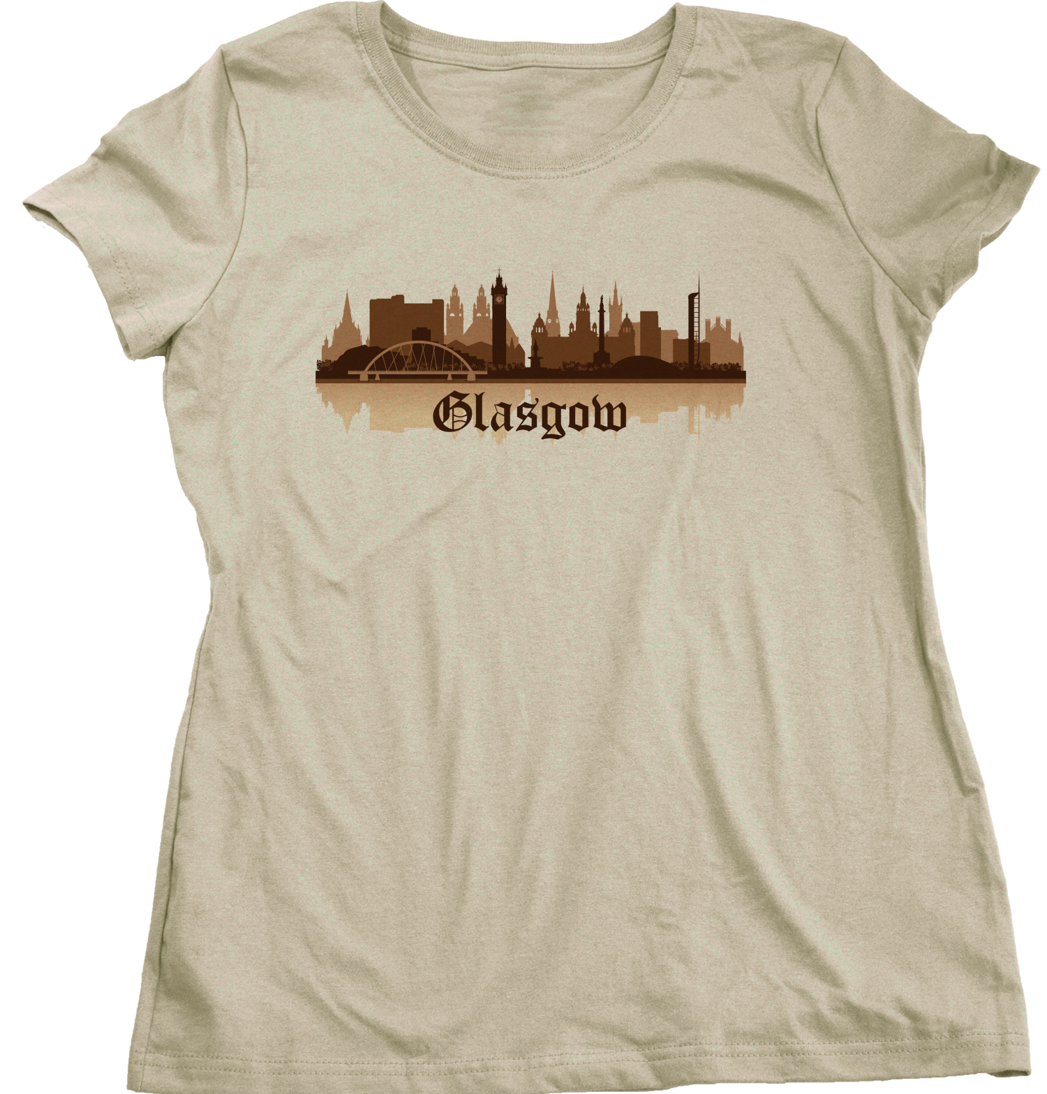 Ladies Natural Skyline Of Glasgow, UK - Scottish Pride Love Glasgow City F.C. T-shirt