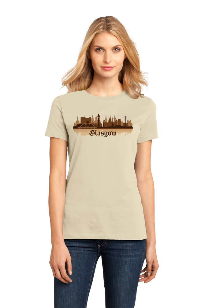 Ladies Natural Skyline Of Glasgow, UK - Scottish Pride Love Glasgow City F.C. T-shirt