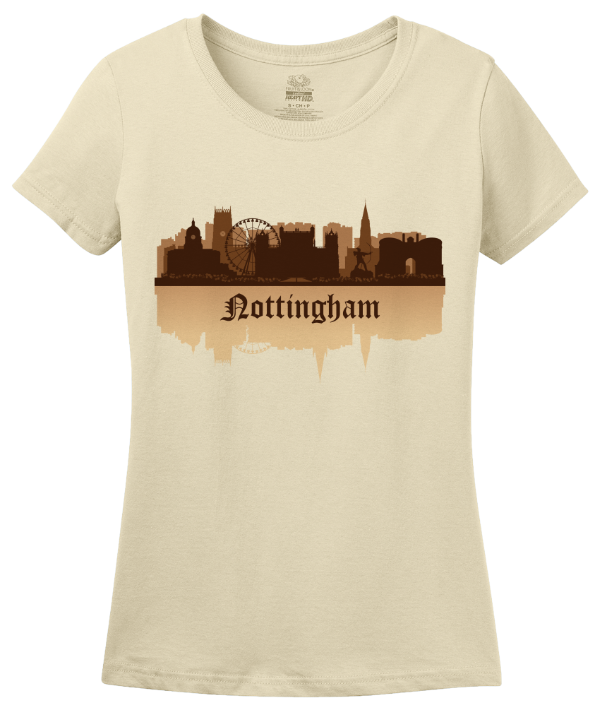 Ladies Natural Nottingham, England City Skyline - Robin Hood Nottingham Forest T-shirt