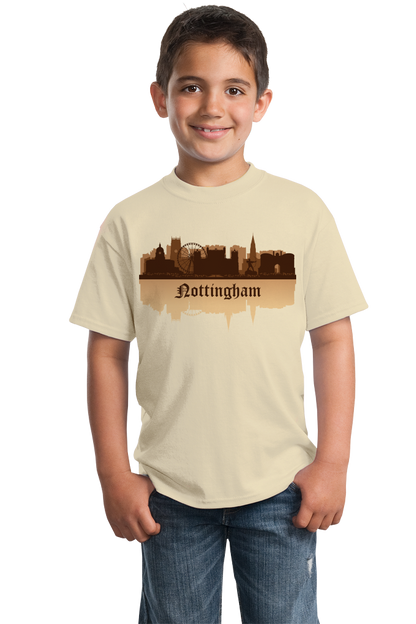 Youth Natural Nottingham, England City Skyline - Robin Hood Nottingham Forest T-shirt