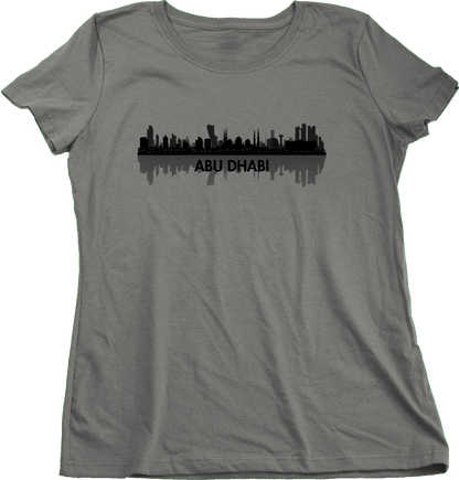 Ladies Grey Skyline Of Abu Dhabi, UAE - United Arab Emirates Dubai City T-shirt