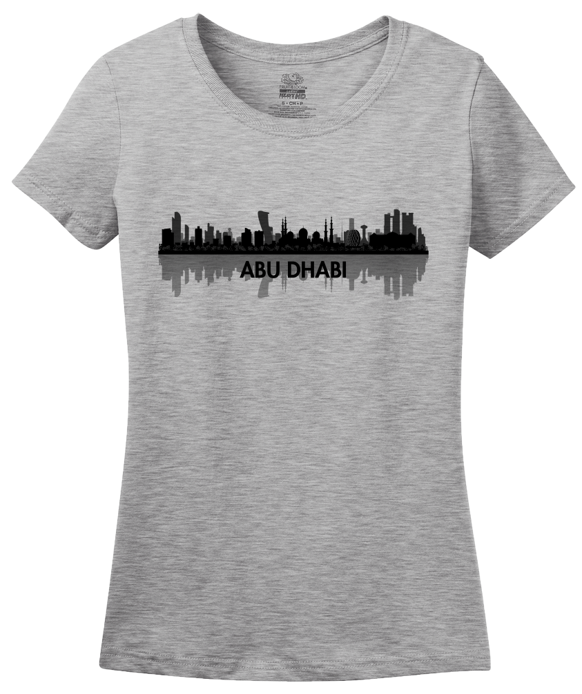 Ladies Grey Skyline Of Abu Dhabi, UAE - United Arab Emirates Dubai City T-shirt