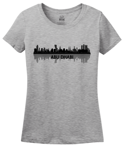 Ladies Grey Skyline Of Abu Dhabi, UAE - United Arab Emirates Dubai City T-shirt