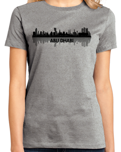 Ladies Grey Skyline Of Abu Dhabi, UAE - United Arab Emirates Dubai City T-shirt