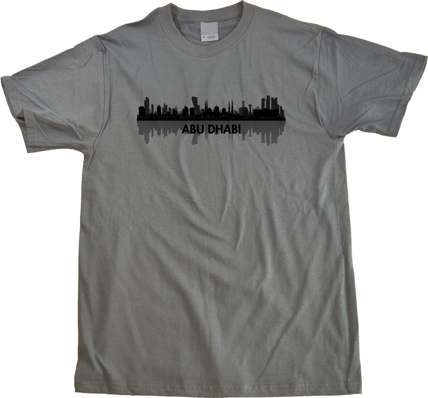 Unisex Grey Skyline Of Abu Dhabi, UAE - United Arab Emirates Dubai City T-shirt