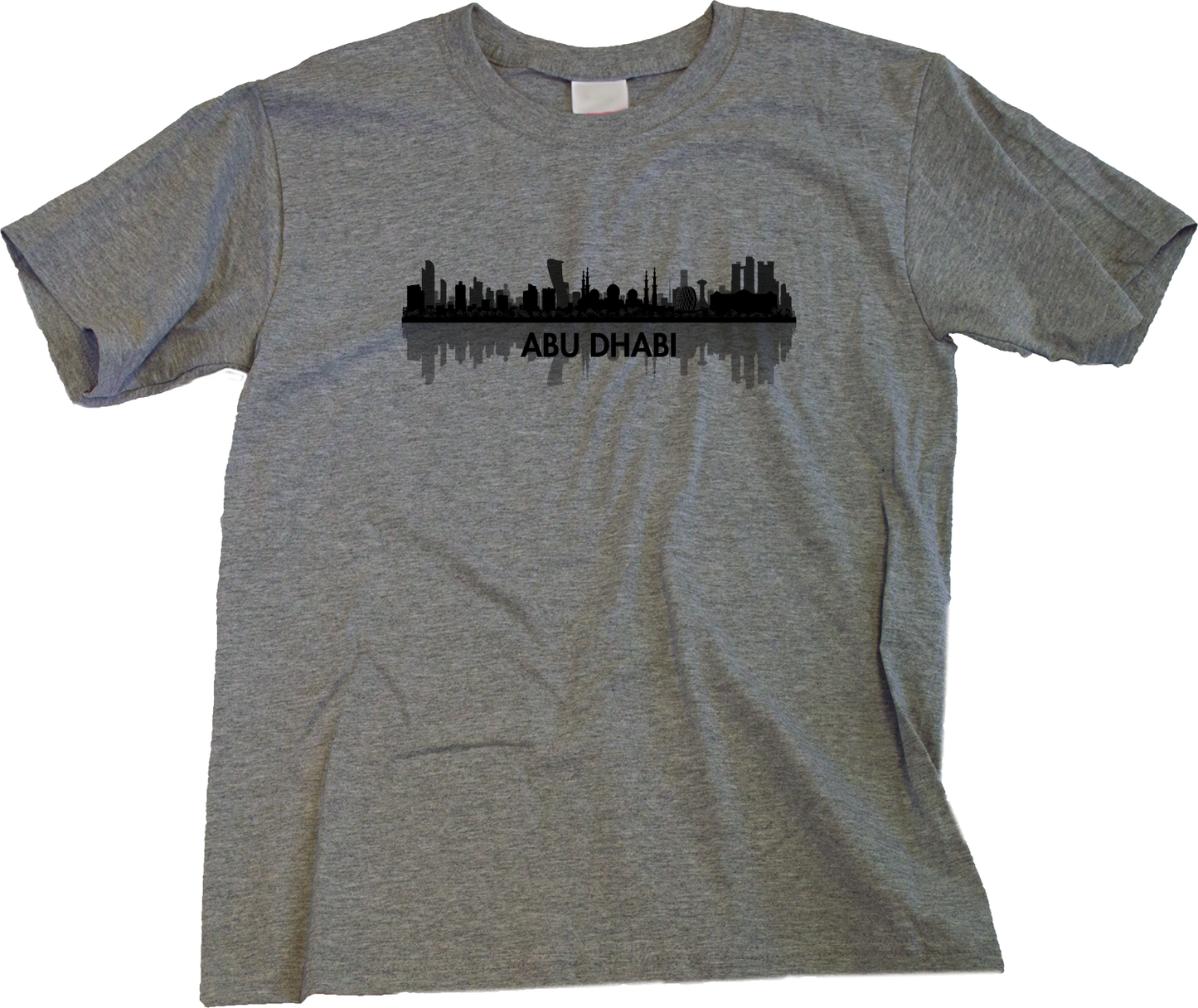 Youth Grey Skyline Of Abu Dhabi, UAE - United Arab Emirates Dubai City T-shirt