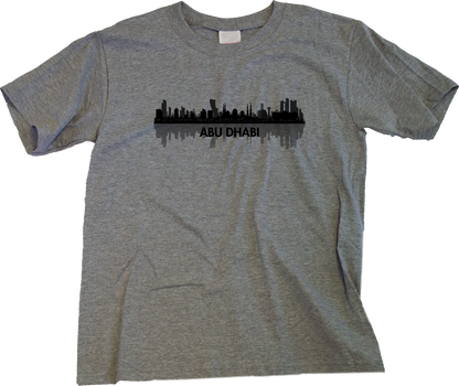 Youth Grey Skyline Of Abu Dhabi, UAE - United Arab Emirates Dubai City T-shirt