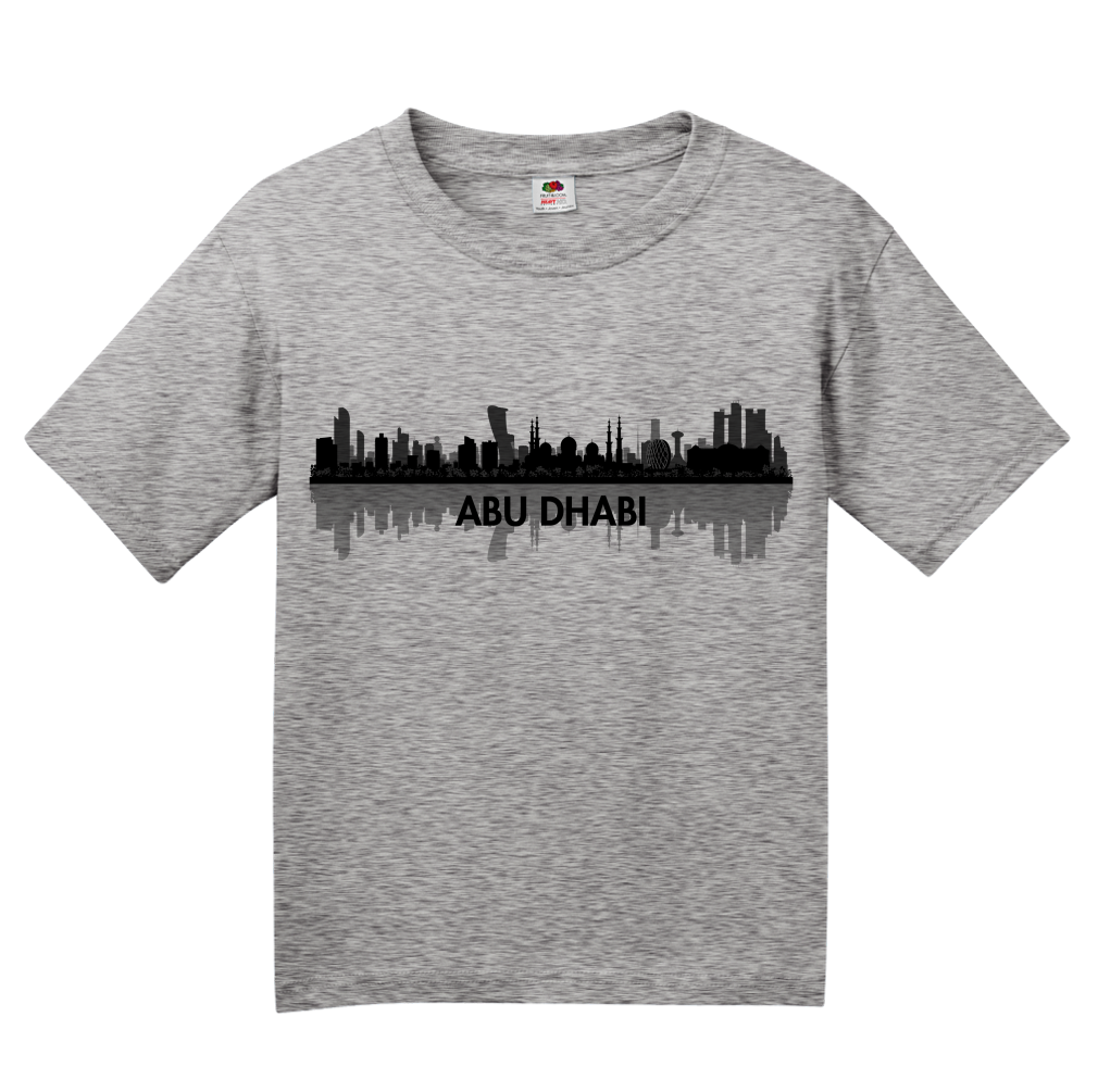 Youth Grey Skyline Of Abu Dhabi, UAE - United Arab Emirates Dubai City T-shirt