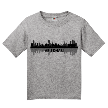 Youth Grey Skyline Of Abu Dhabi, UAE - United Arab Emirates Dubai City T-shirt