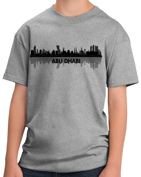 Youth Grey Skyline Of Abu Dhabi, UAE - United Arab Emirates Dubai City T-shirt