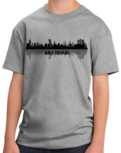 Youth Grey Skyline Of Abu Dhabi, UAE - United Arab Emirates Dubai City T-shirt