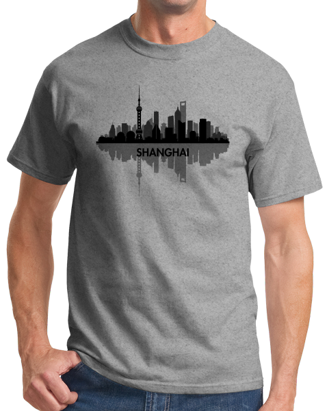 Unisex Grey Skyline Of Shanghai, China - Chinese City Love Shanghai Shenhua T-shirt