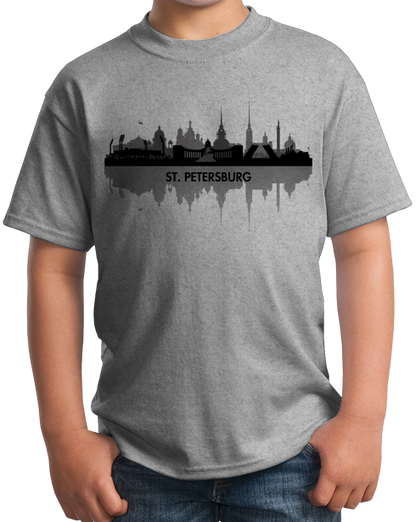 Youth Grey St. Petersburg, Russia City Skyline - Leningrad Russian Love T-shirt