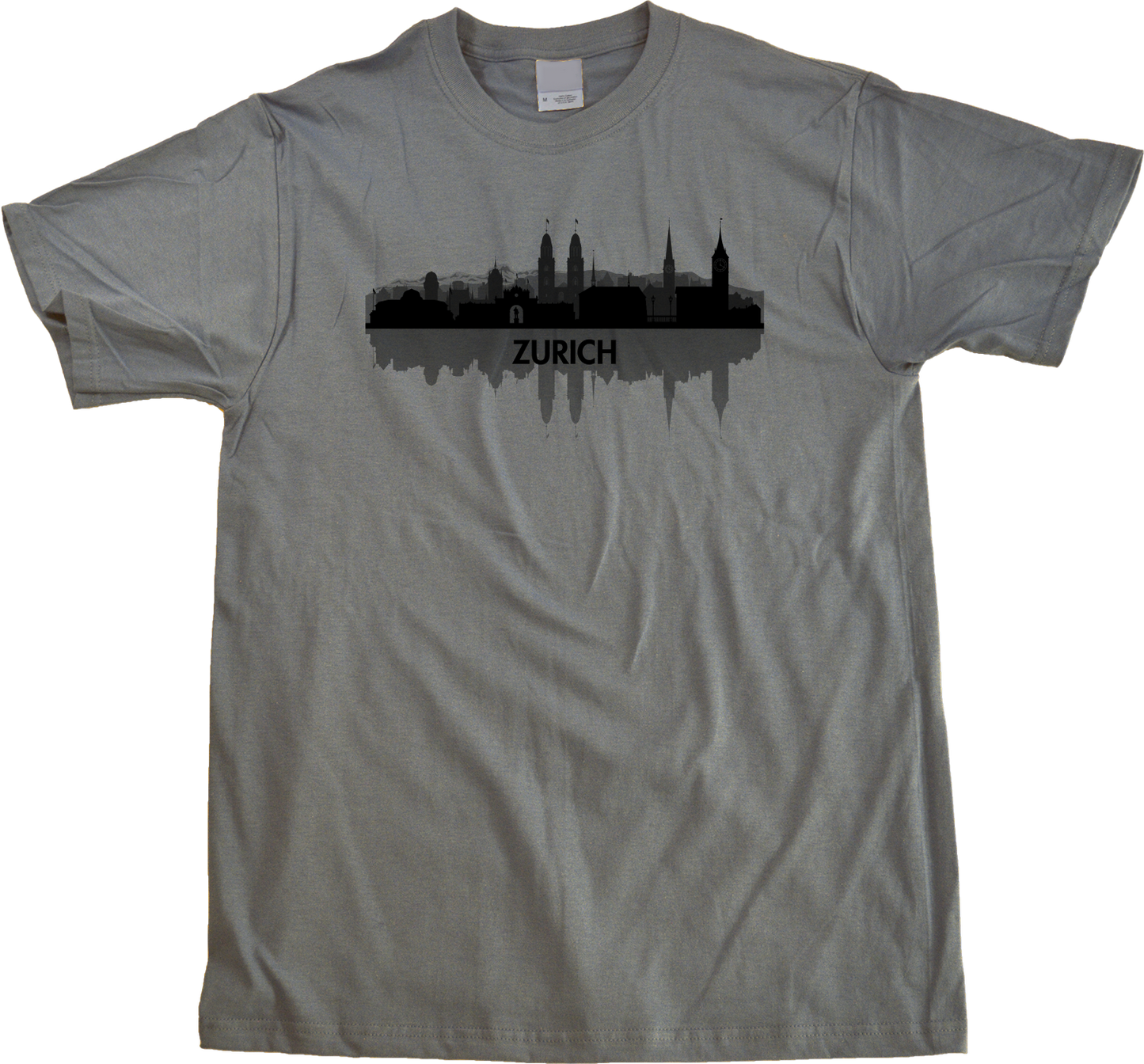 Unisex Grey Skyline Of Zurich, Switzerland - Swiss Pride Love City Banking T-shirt