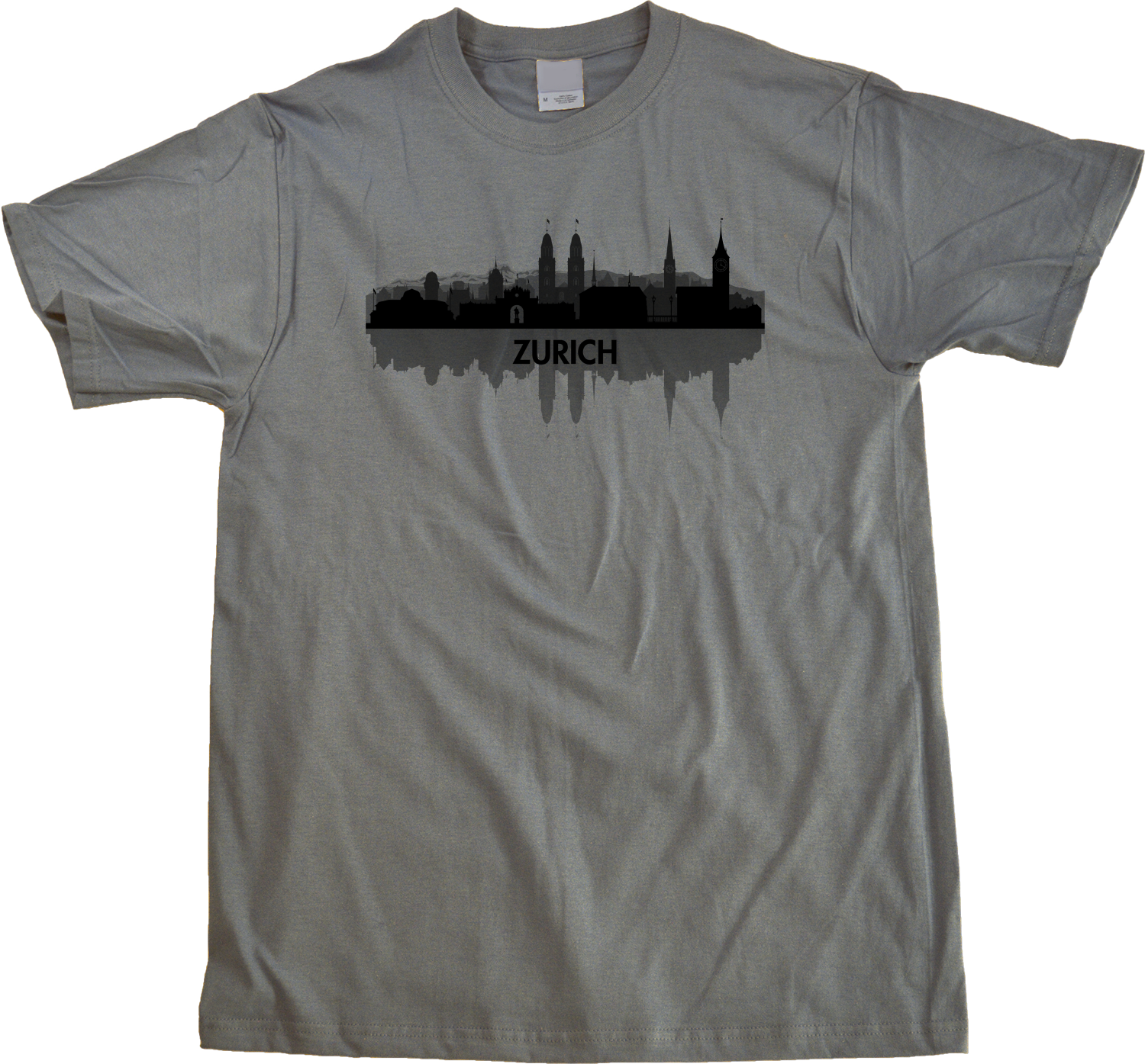 Unisex Grey Skyline Of Zurich, Switzerland - Swiss Pride Love City Banking T-shirt