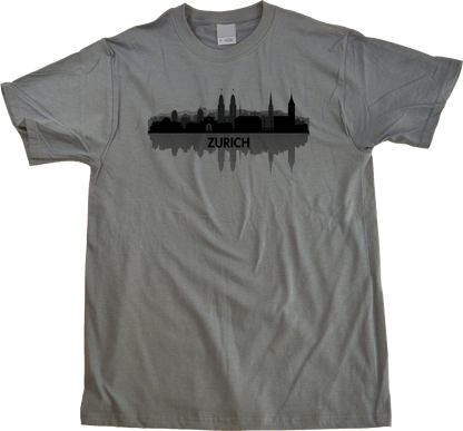 Unisex Grey Skyline Of Zurich, Switzerland - Swiss Pride Love City Banking T-shirt