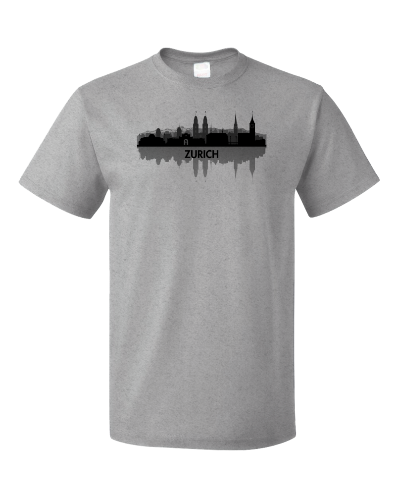 Unisex Grey Skyline Of Zurich, Switzerland - Swiss Pride Love City Banking T-shirt