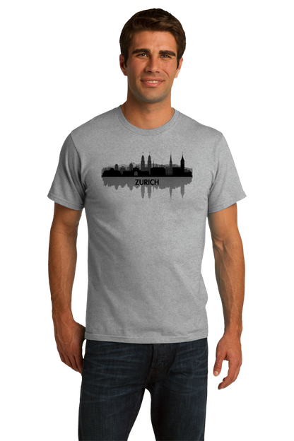 Unisex Grey Skyline Of Zurich, Switzerland - Swiss Pride Love City Banking T-shirt