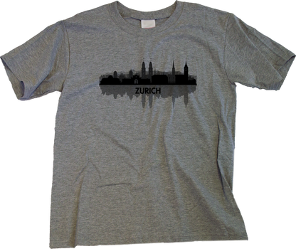 Youth Grey Skyline Of Zurich, Switzerland - Swiss Pride Love City Banking T-shirt