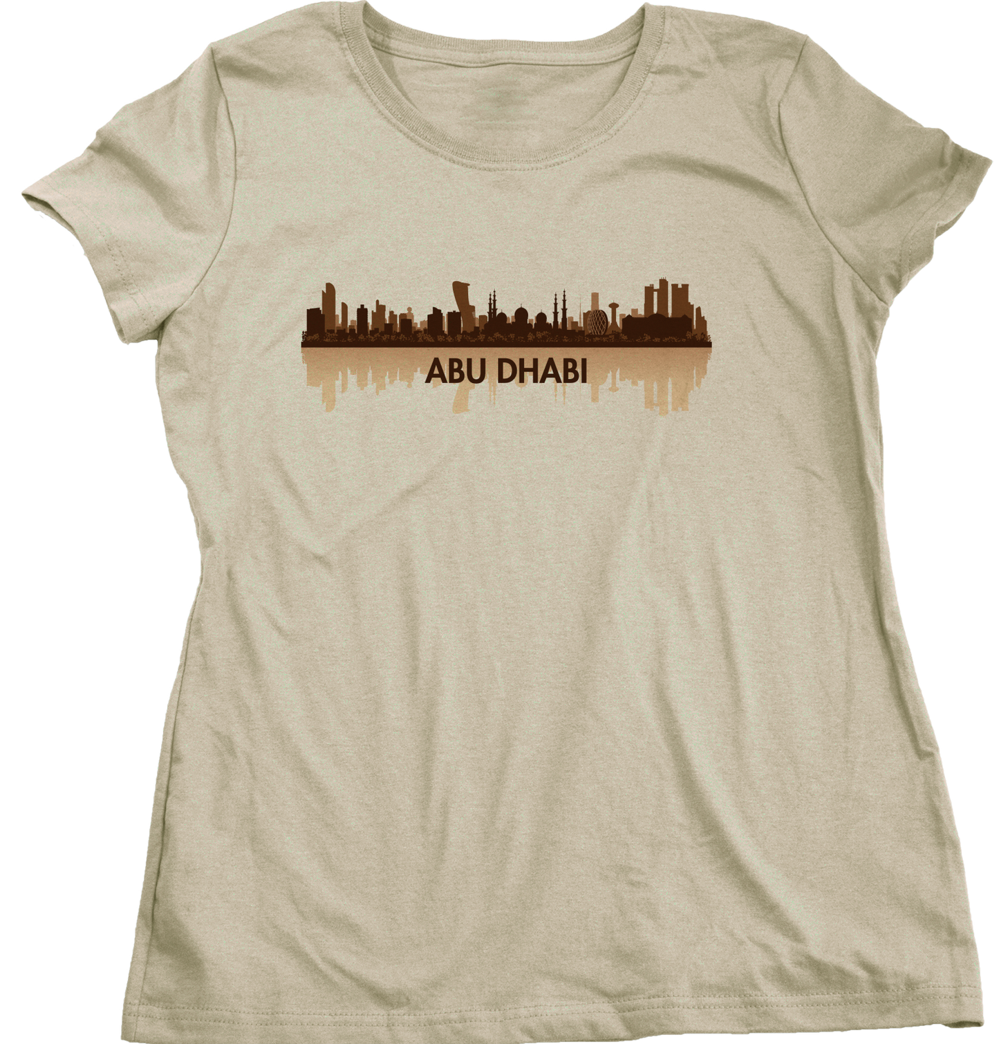 Ladies Natural Skyline Of Abu Dhabi, UAE - United Arab Emirates Dubai City T-shirt