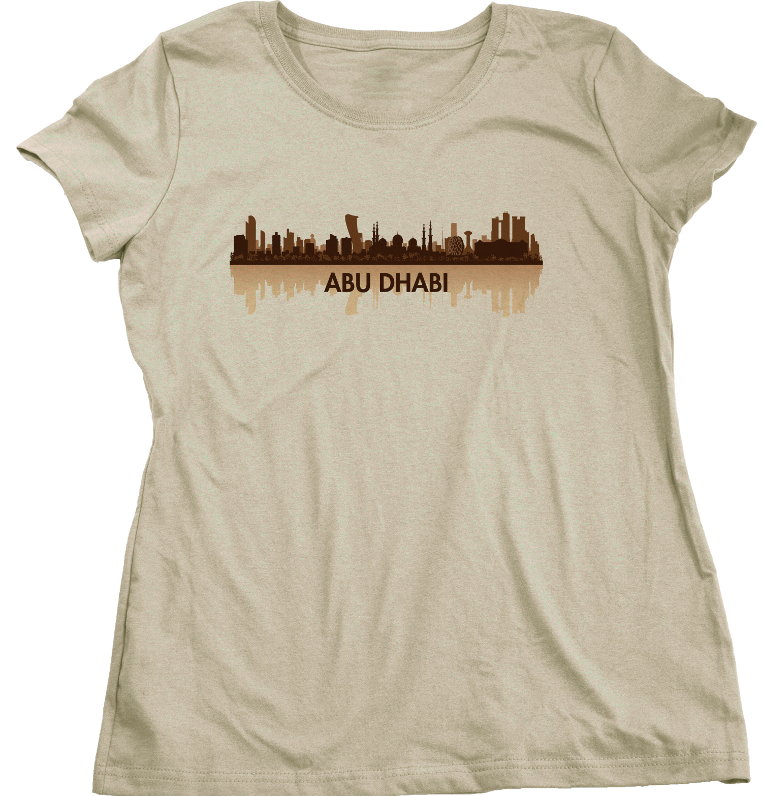 Ladies Natural Skyline Of Abu Dhabi, UAE - United Arab Emirates Dubai City T-shirt