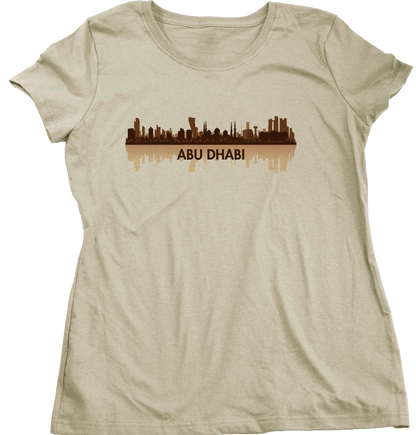 Ladies Natural Skyline Of Abu Dhabi, UAE - United Arab Emirates Dubai City T-shirt