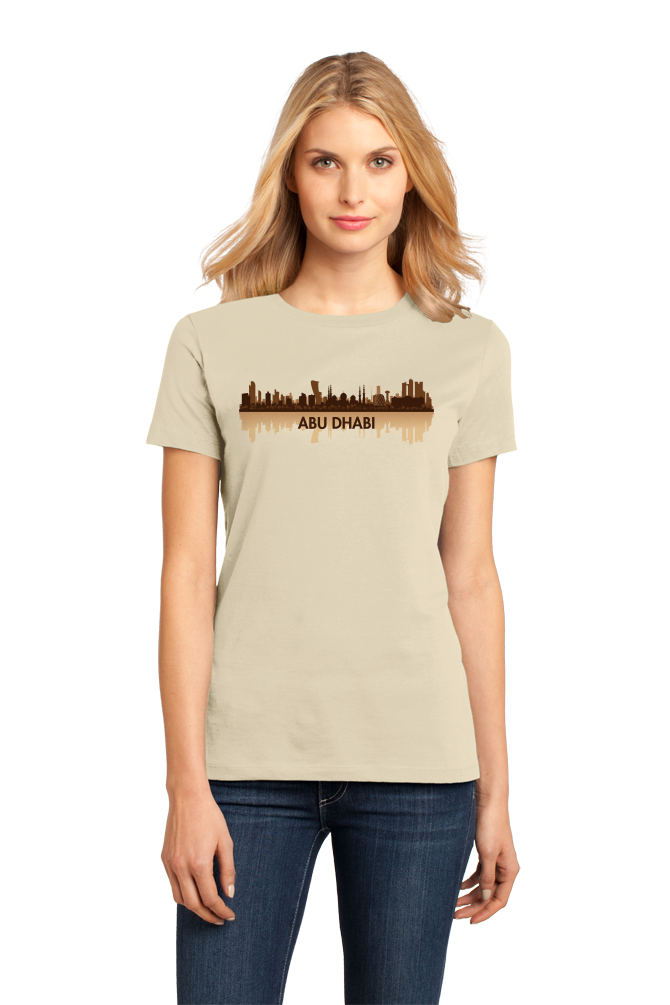 Ladies Natural Skyline Of Abu Dhabi, UAE - United Arab Emirates Dubai City T-shirt