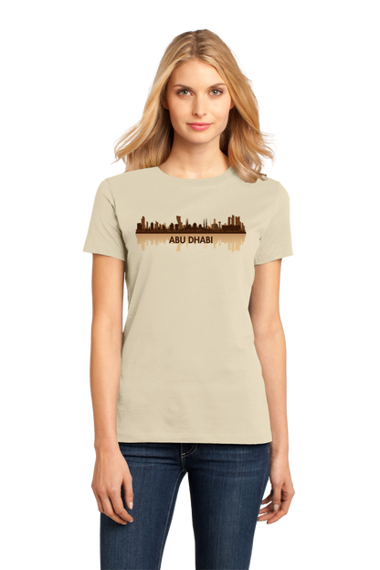 Ladies Natural Skyline Of Abu Dhabi, UAE - United Arab Emirates Dubai City T-shirt