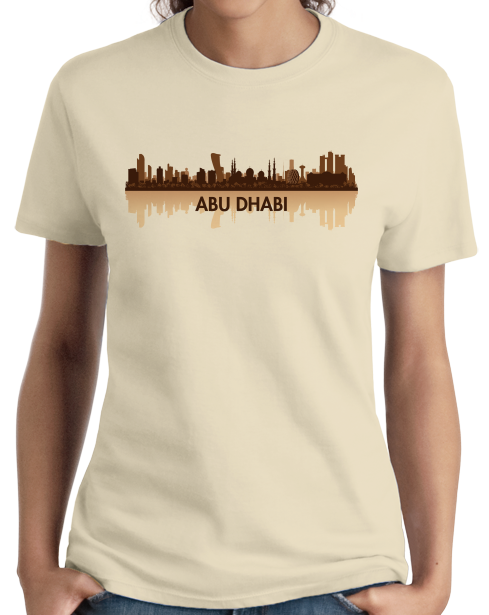 Ladies Natural Skyline Of Abu Dhabi, UAE - United Arab Emirates Dubai City T-shirt