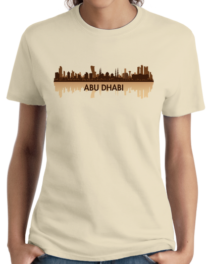 Ladies Natural Skyline Of Abu Dhabi, UAE - United Arab Emirates Dubai City T-shirt