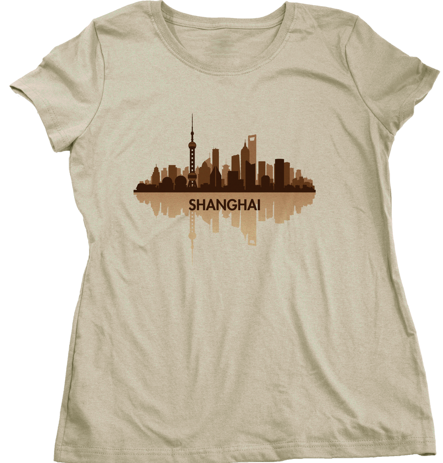 Ladies Natural Skyline Of Shanghai, China - Chinese City Love Shanghai Shenhua T-shirt