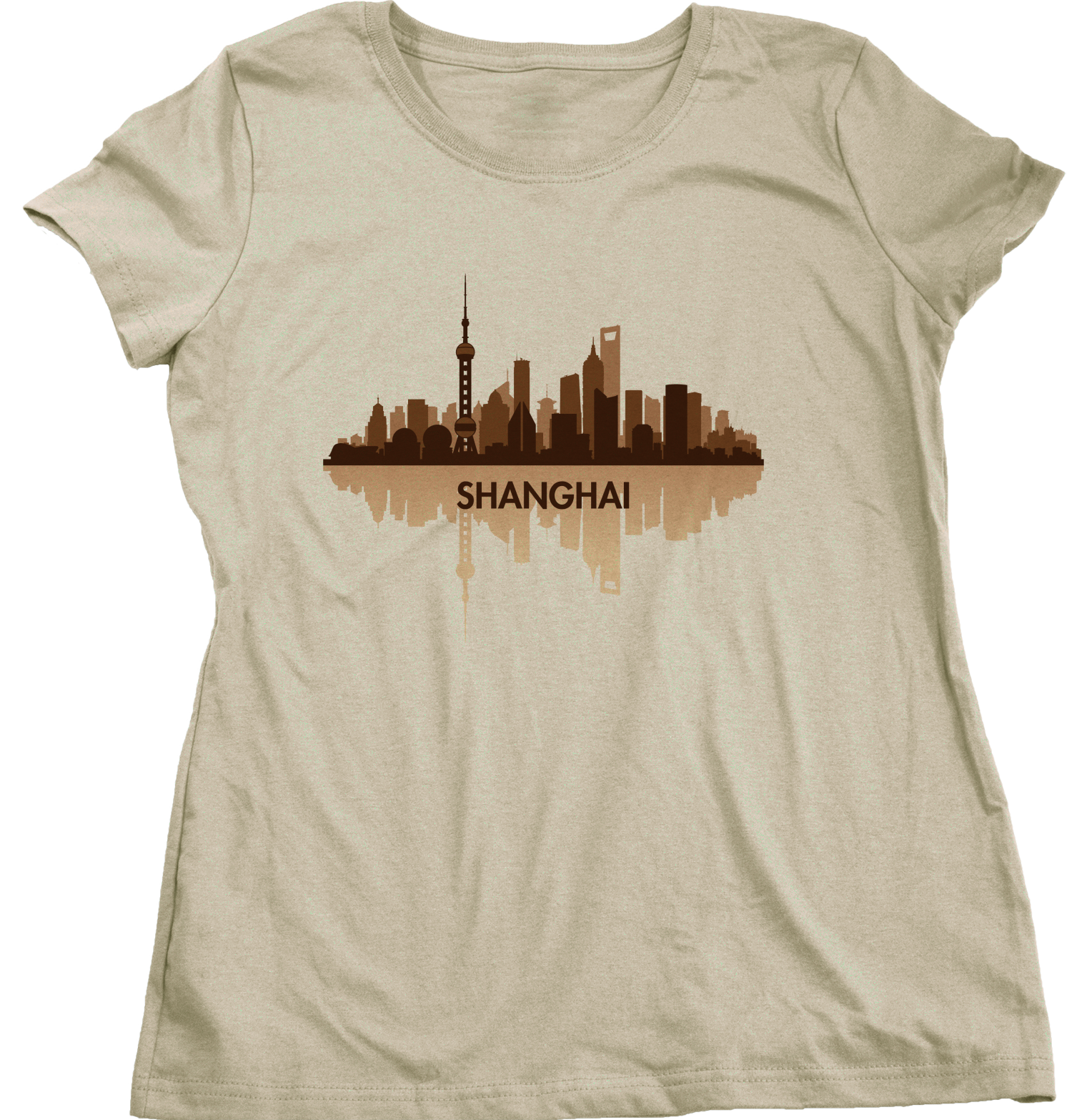 Ladies Natural Skyline Of Shanghai, China - Chinese City Love Shanghai Shenhua T-shirt