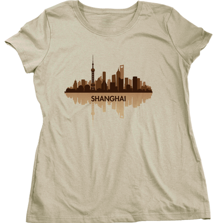 Ladies Natural Skyline Of Shanghai, China - Chinese City Love Shanghai Shenhua T-shirt