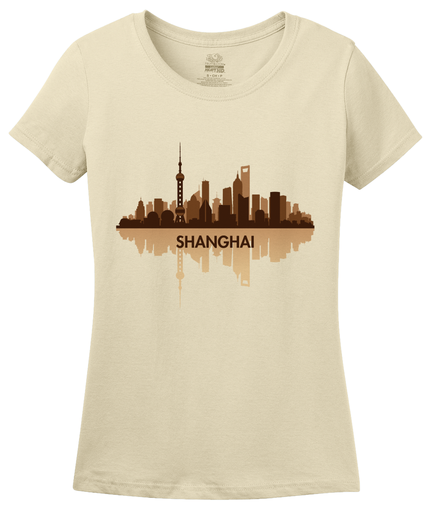 Ladies Natural Skyline Of Shanghai, China - Chinese City Love Shanghai Shenhua T-shirt