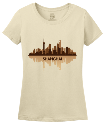 Ladies Natural Skyline Of Shanghai, China - Chinese City Love Shanghai Shenhua T-shirt