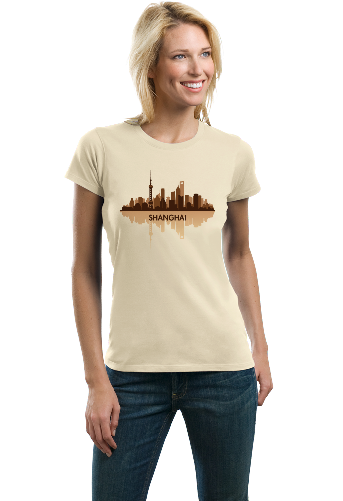 Ladies Natural Skyline Of Shanghai, China - Chinese City Love Shanghai Shenhua T-shirt