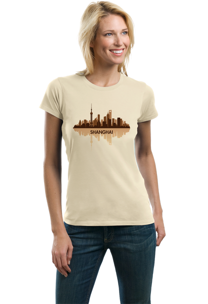 Ladies Natural Skyline Of Shanghai, China - Chinese City Love Shanghai Shenhua T-shirt