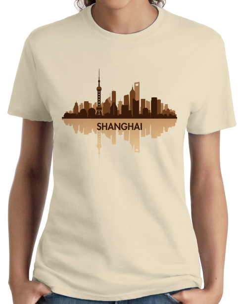 Ladies Natural Skyline Of Shanghai, China - Chinese City Love Shanghai Shenhua T-shirt