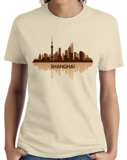 Ladies Natural Skyline Of Shanghai, China - Chinese City Love Shanghai Shenhua T-shirt