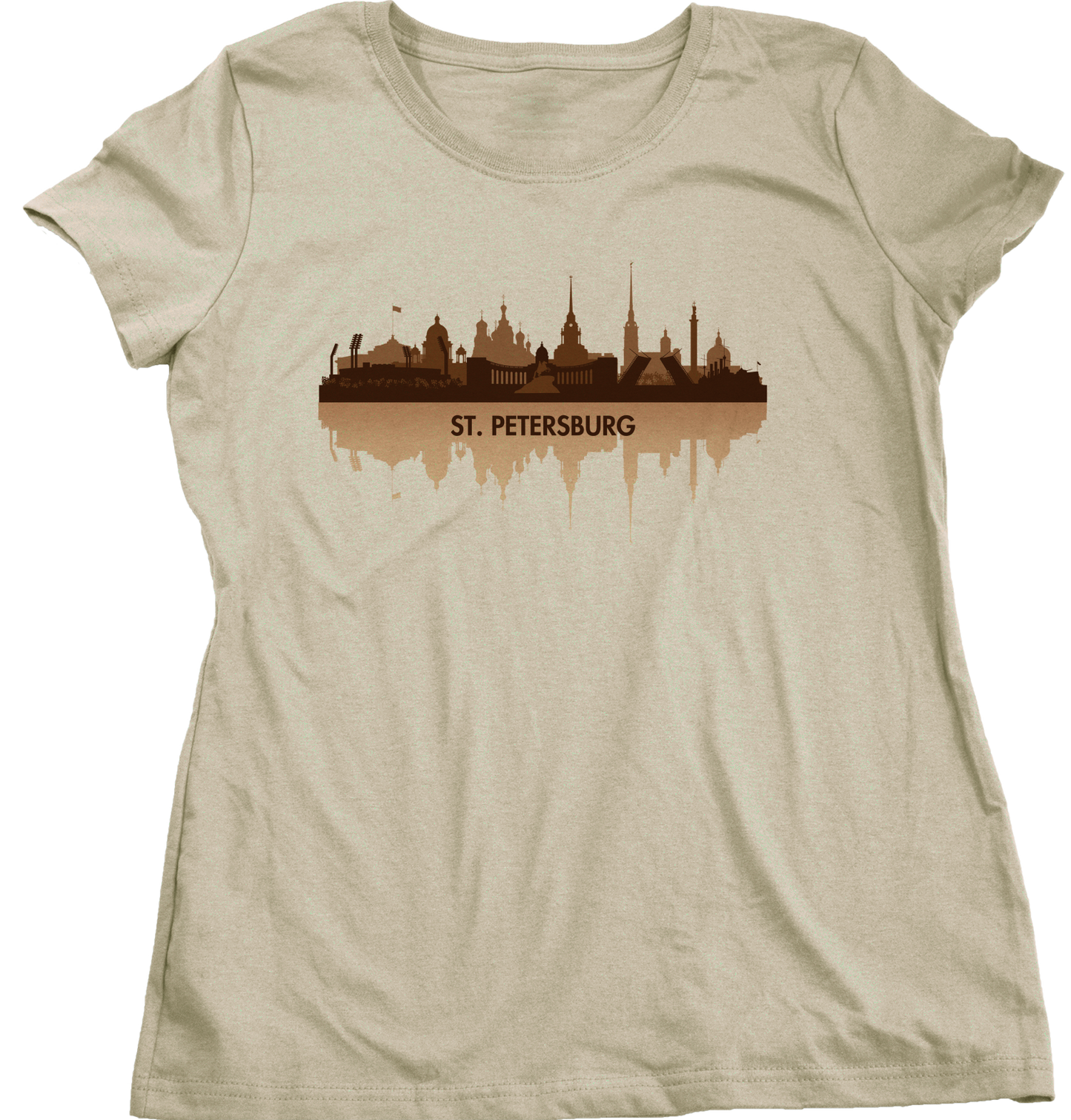 Ladies Natural St. Petersburg, Russia City Skyline - Leningrad Russian Love T-shirt